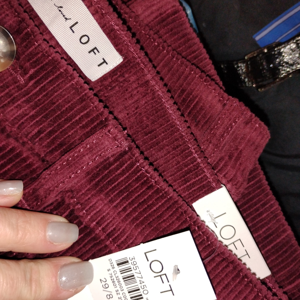LOFT Deep Red Corduroy Trousers